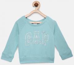 Gap Blue Glitter Logo Crew Pullover girls