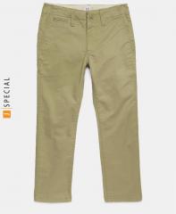 Gap Khaki Regular Fit Solid Regular Trousers boys