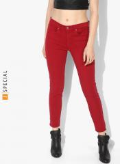 Gap Red Skinny Fit High Rise Clean Look Jeans women