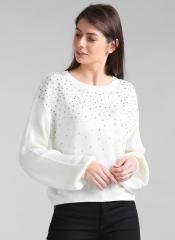Gap White Solid Pullover Sweater women