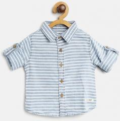Gini And Jony Blue & White Regular Fit Striped Casual Shirt boys