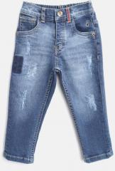 Gini And Jony Blue Regular Fit Mid Rise Mildly Distressed Stretchable Jeans boys
