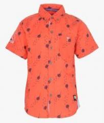 Gini & Jony Orange Regular Fit Casual Shirt boys