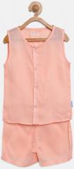 Gini And Jony Peach Coloured Self Design Shirt with Shorts boys