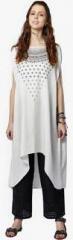 Global Desi Off White Embroidered Viscose Blend Tunic women