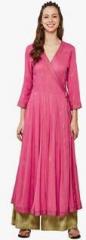 Global Desi Pink Printed Rayon Kurta women