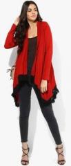 Global Desi Red Solid Knit Shrug women