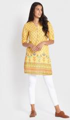 Global Desi Women Yellow Printed Tunic women