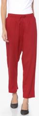 Go Colors Red Solid Coloured Pant women