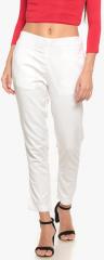 Go Colors White Solid Coloured Pant women