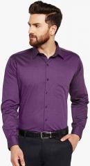 Hancock Purple Solid Slim Fit Formal Shirt men
