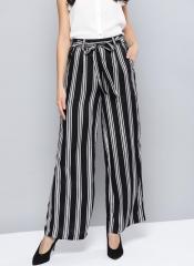 Harpa Black & White Regular Fit Striped Parallel Trousers women
