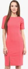 Harpa Pink Colored Solid Shift Dress women