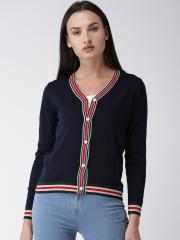 Harvard Women Navy Blue Solid Cardigan Sweater women