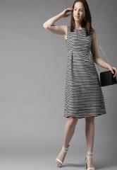 Here&now Black & White Striped Fit And Flare Dress women