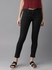 Here&now Black Skinny Fit Mid Rise Ankle Length Clean Look Stretchable Jeans women