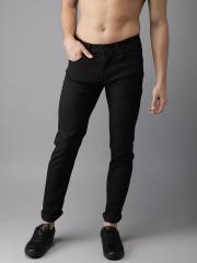 Here&now Black Slim Fit Mid Rise Clean Look Stretchable Jeans men