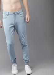 Here&now Blue Mid Rise Clean Look Stretchable Jogger Jeans men