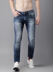 Here&now Blue Skinny Fit Mid Rise Clean Look Stretchable Jeans men