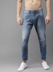 Here&now Blue Slim Fit Mid Rise Clean Look Stretchable Cropped Jeans men