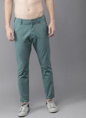 Here&now Blue Slim Fit Solid Chinos men