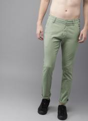 Here&now Green Slim Fit Solid Chinos men