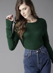 Here&now Green Solid Pullover women