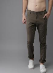 HERE&NOW Men Brown Slim Fit Solid Chinos