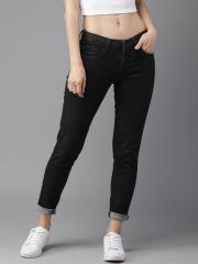 HERE&NOW Women Black Slim Fit Low Rise Clean Look Stretchable Jeans