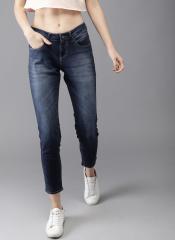 HERE&NOW Women Blue Skinny Fit Mid Rise Clean Look Stretchable Cropped Jeans