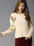HERE&NOW Women Cream Coloured Solid Pullover