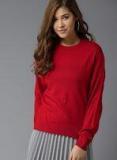 HERE&NOW Women Red Solid Pullover
