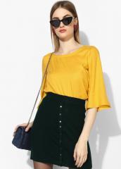 Here&now Yellow Solid Blouse women