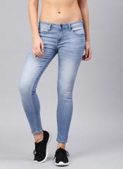 Hrx By Hrithik Roshan Blue Skinny Fit Mid Rise Clean Look Stretchable Cropped Jeans women