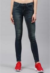 Hrx By Hrithik Roshan Blue Washed Skinny Fit Mid Rise Jeans women