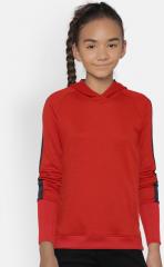 Hrx By Hrithik Roshan Red Self Design Hooded Sweatshirt girls