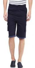 Hypernation Blue Color Cotton 3/4TH Shorts For Men