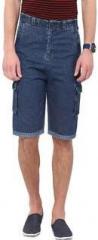Hypernation Blue Color Denim 3/4TH Shorts For Men