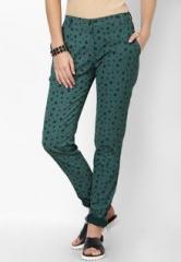 I Know Green Printed Trousers women