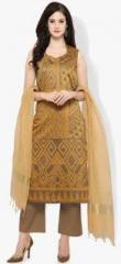 Inddus Brown Printed Dress Material women
