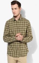 Indian Terrain Olive Checked Regular Fit Casual Shirt men
