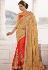 Indian Women By Bahubali Golden Embroidered Saree women