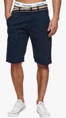 Indicode Navy Blue Solid Shorts men