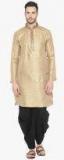 Indus Route By Pantaloons Gold Toned Woven Design Straight Kurta men