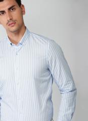 Invictus Blue & White Slim Fit Striped Formal Shirt men