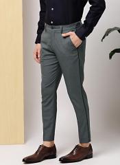 Invictus Charcoal Grey Slim Fit Self Design Formal Trousers men