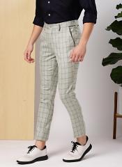 Buy Men Navy Blue  White Striped Slim Fit Formal Trousers online   Looksgudin