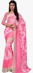 Ishin Pink Printed Saree women