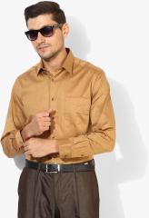 J Hampstead Brown Self Design Slim Fit Formal Shirt men