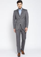 J Hampstead Men Grey Self Checked Single Breasted Contemporary Fit Formal Suit